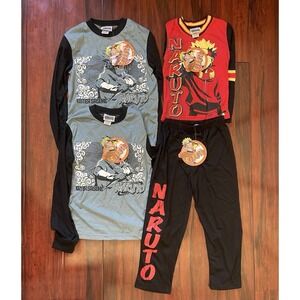Naruto Kid's Clothing Pajamas Deadstock Vintage Y2K 2002 Lot Of 4 3 Tops 1 Pants